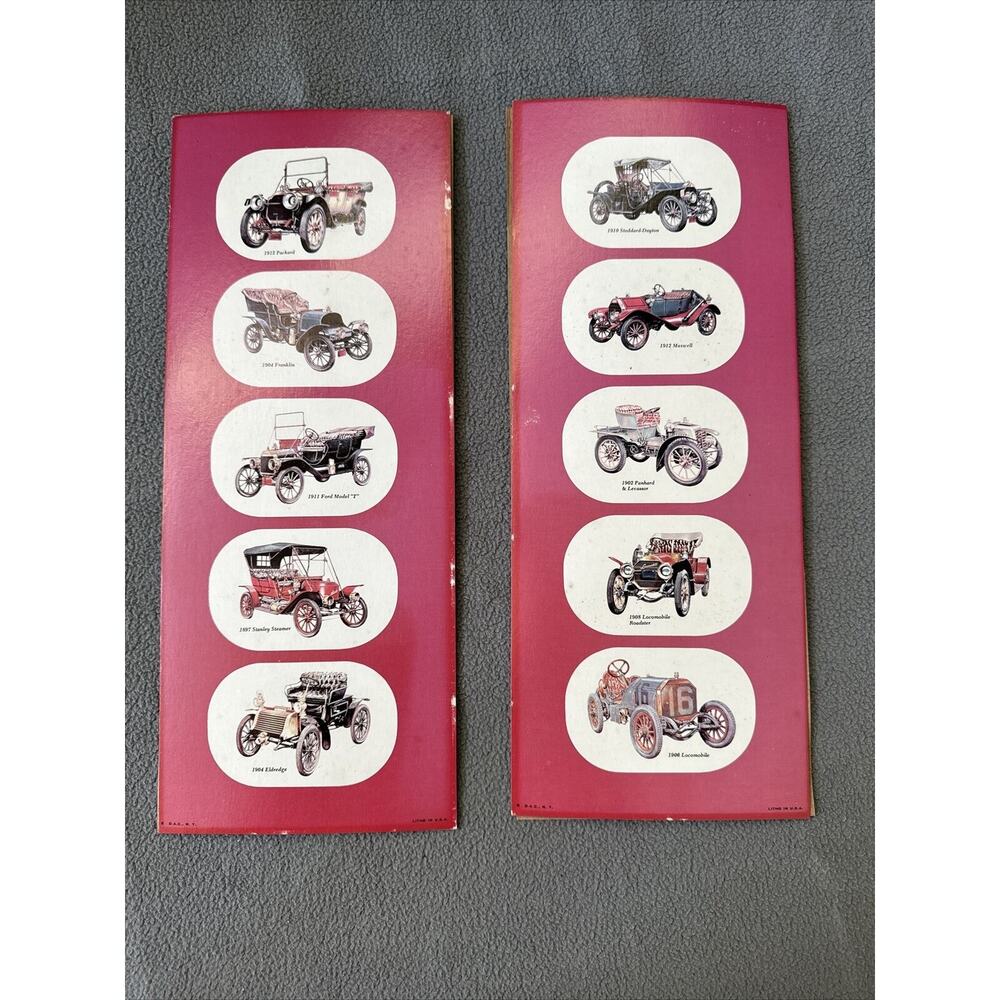 Antique Automobiles Lithographs 2 Framed D.A.C. Litho USA Horseless Carriage